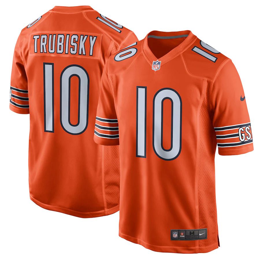 Men Chicago Bears #10 Mitchell Trubisky Nike Oragne Game Player NFL Jersey